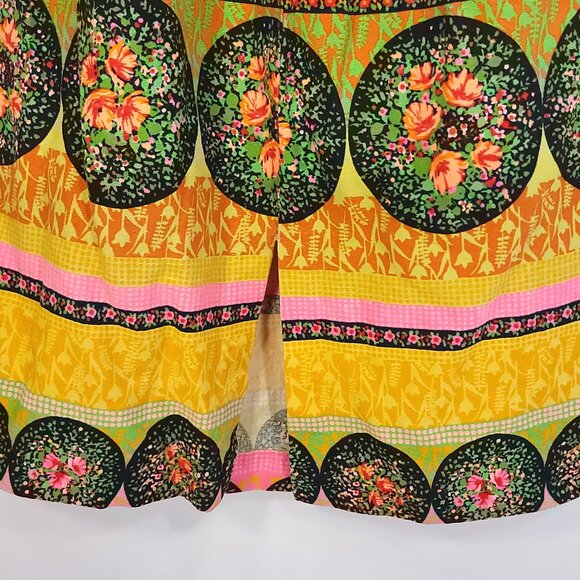 Vtg Mr B of California Maxi Skirt Small? Boho Black Yellow Pink Floral Print - Picture 6 of 10